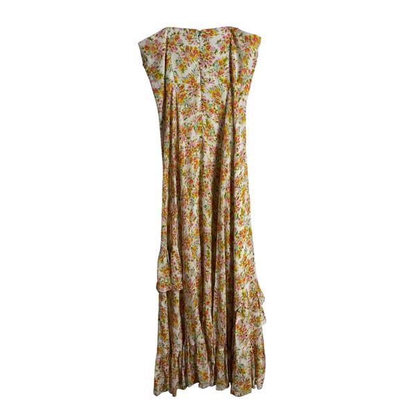 Shoshanna Remy White Orange Floral Print Strapless Ruffled Maxi Dress 8 - Picture 13 of 14